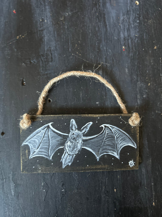 Mini Hand Painted Plaque - Bat