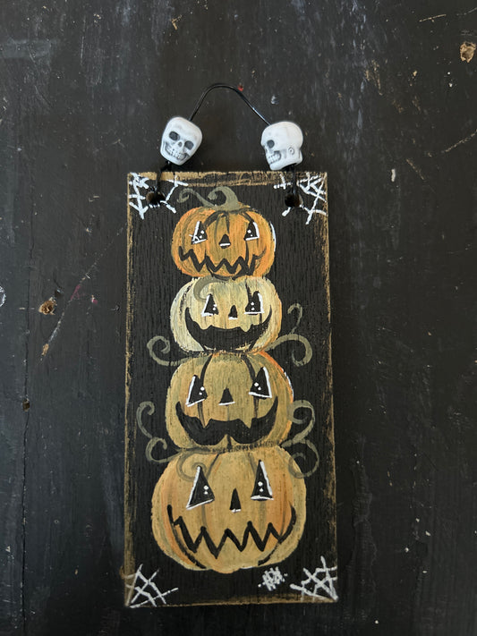 Mini Hand Painted Plaque - Pumpkins