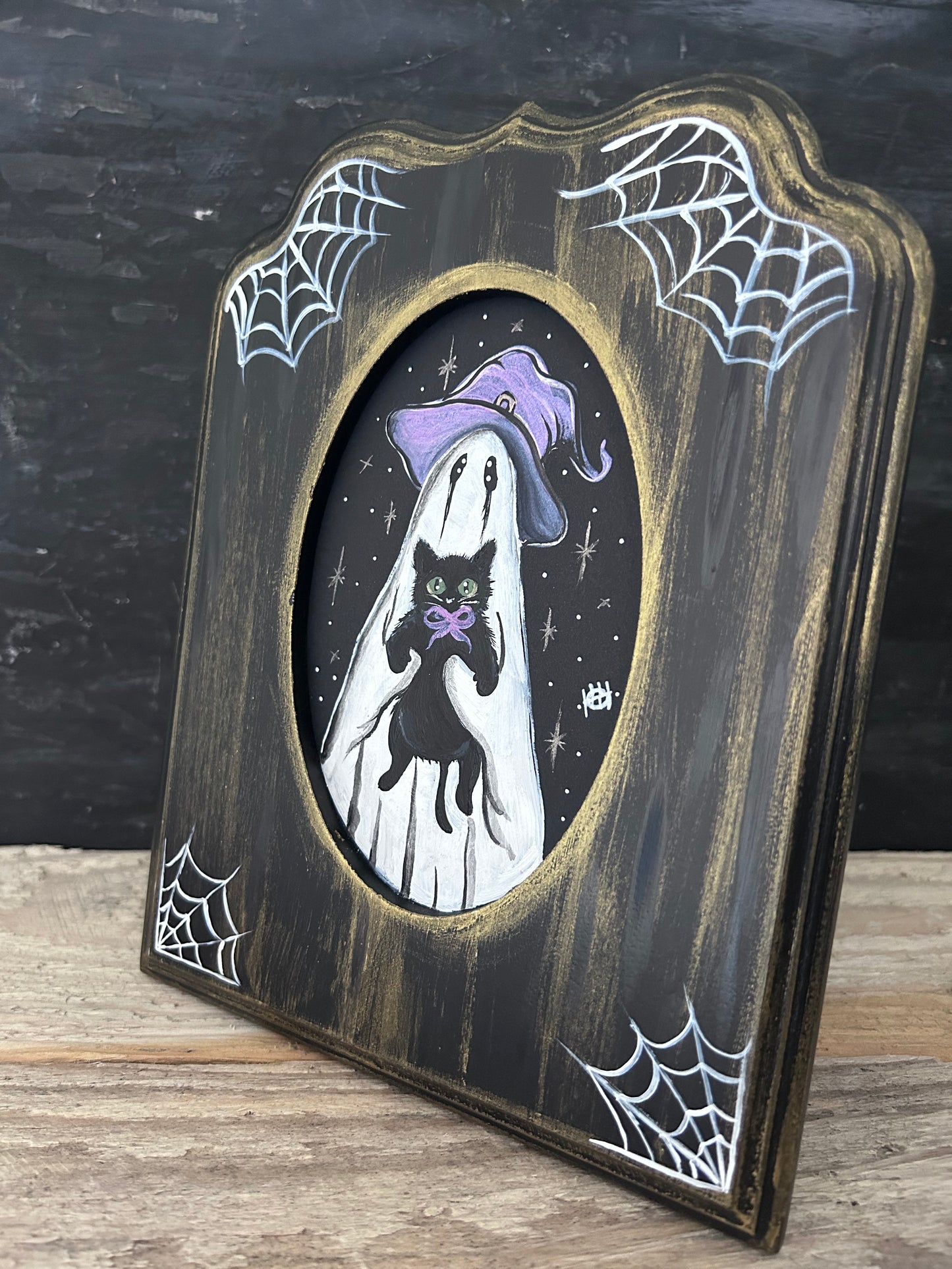 Original Framed Painting - Witches Cat