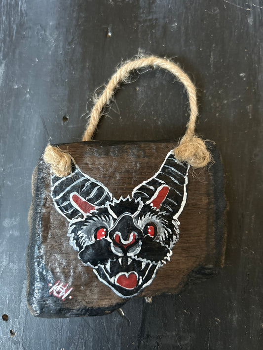 Hand Painted Driftwood Plaque - Bat
