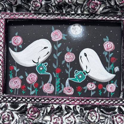 Original Framed Acrylic Painting - Garden Ghosts