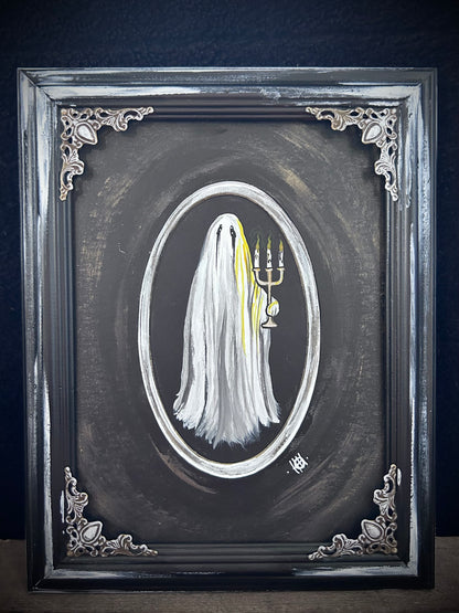 Original Framed Acrylic Painting -  Candle Ghost