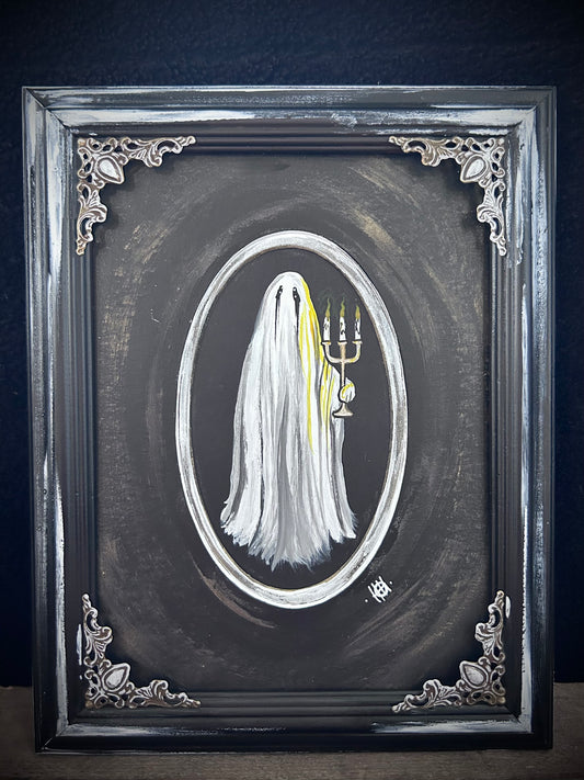 Original Framed Acrylic Painting -  Candle Ghost