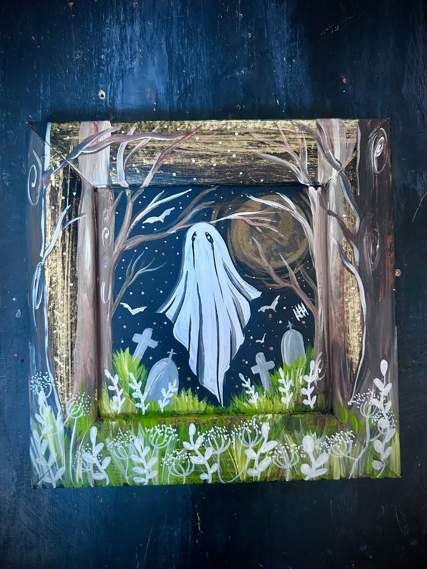 Original Framed Acrylic Painting  - Ghost