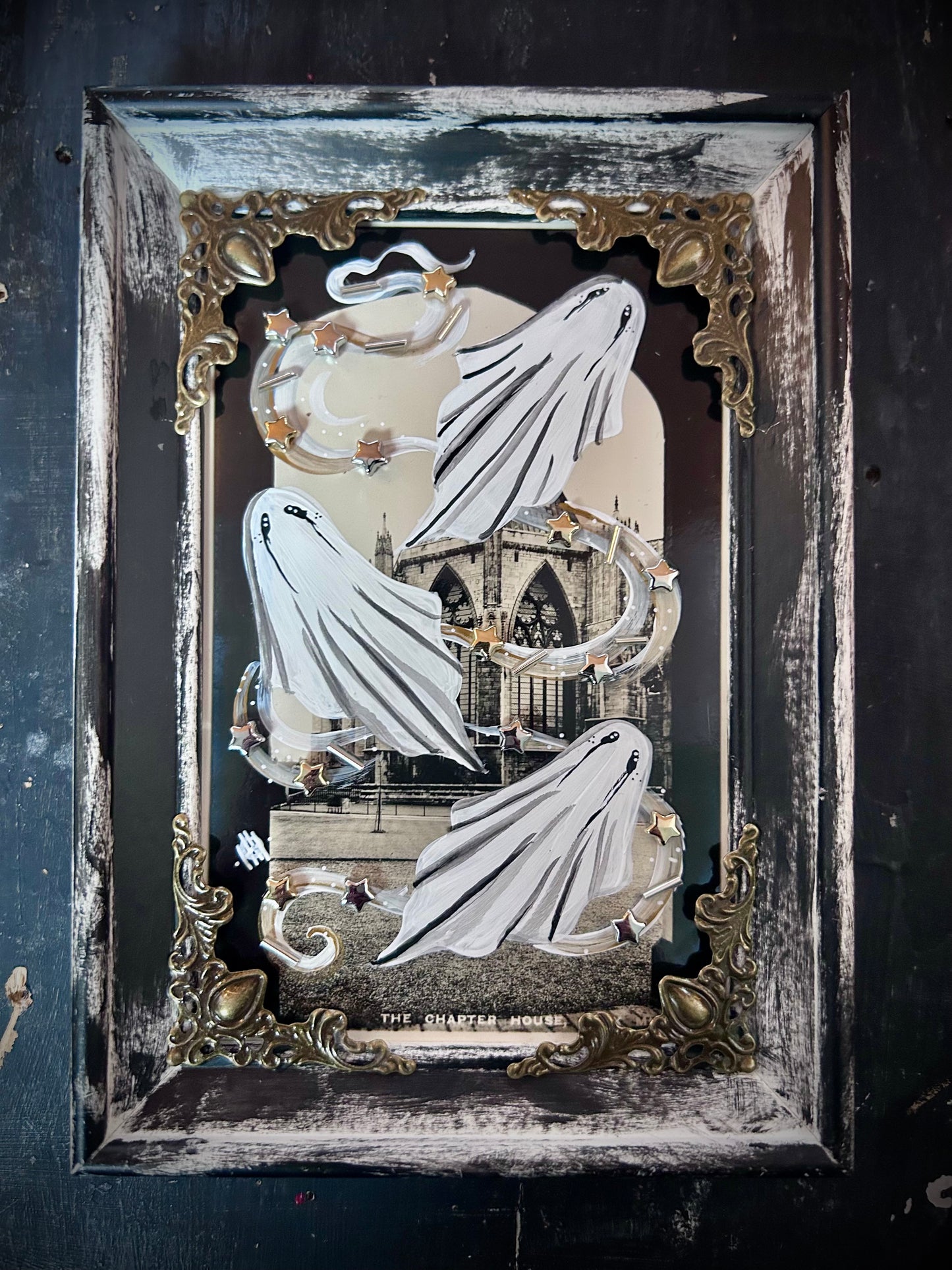 Framed Hand Painted Vintage York Chapter House Postcard