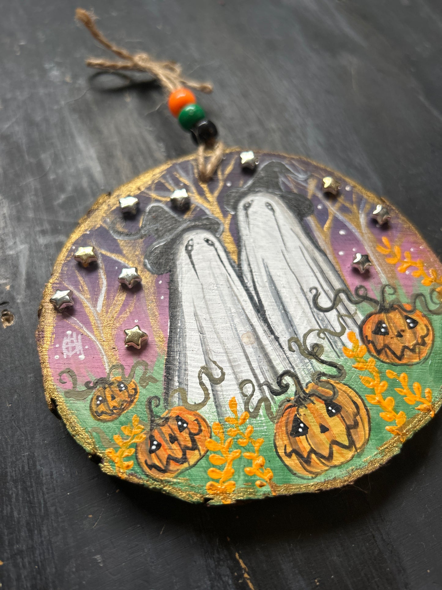 Large Hand Painted Wood Slice