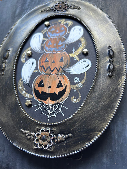 Original Framed Acrylic Painting - Pumpkin Stack