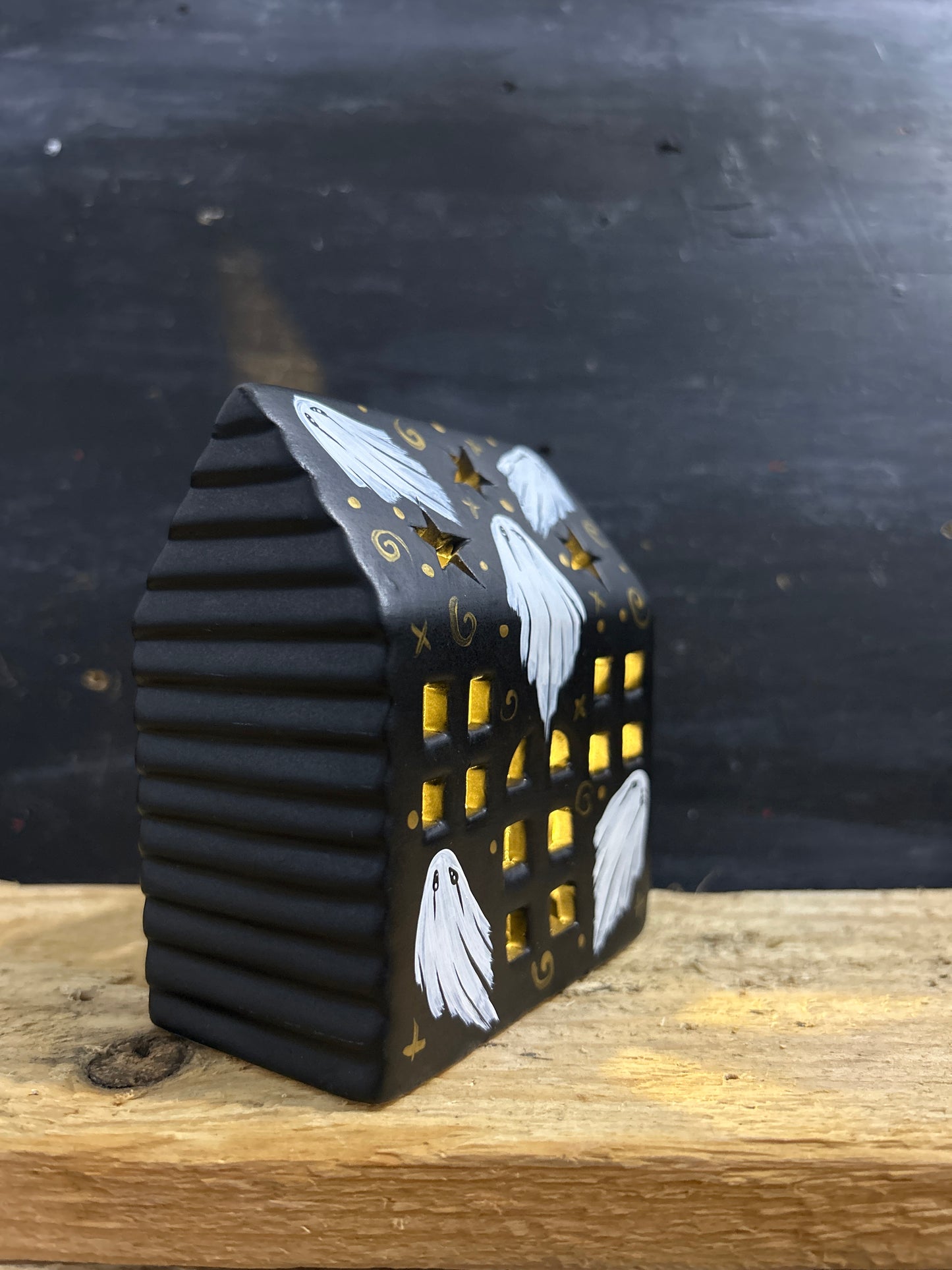 Hand Painted Creepmas Ceramic Led House
