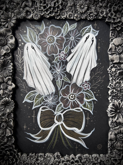 Original Framed Acrylic Painting  -  Ghostly Boo-quet