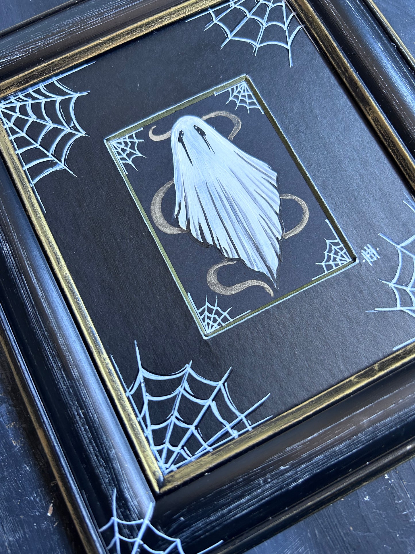 Original Framed Acrylic Painting - Cobweb Ghost
