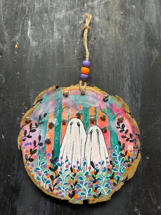Large Hand Painted Wood Slice