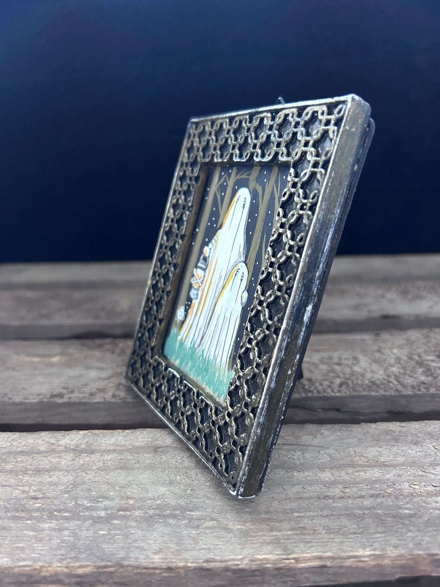 Original Framed Acrylic Painting -  Lantern Ghost