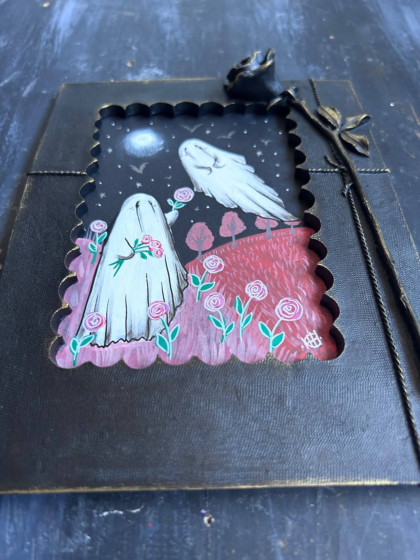 Original Framed Acrylic Painting - Roses for Boo