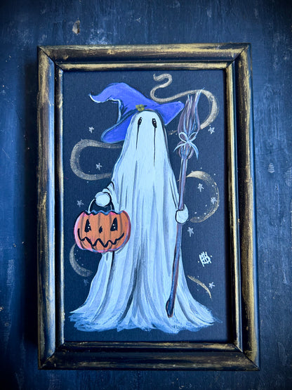 Original Framed Acrylic Painting - Witchy Ghost
