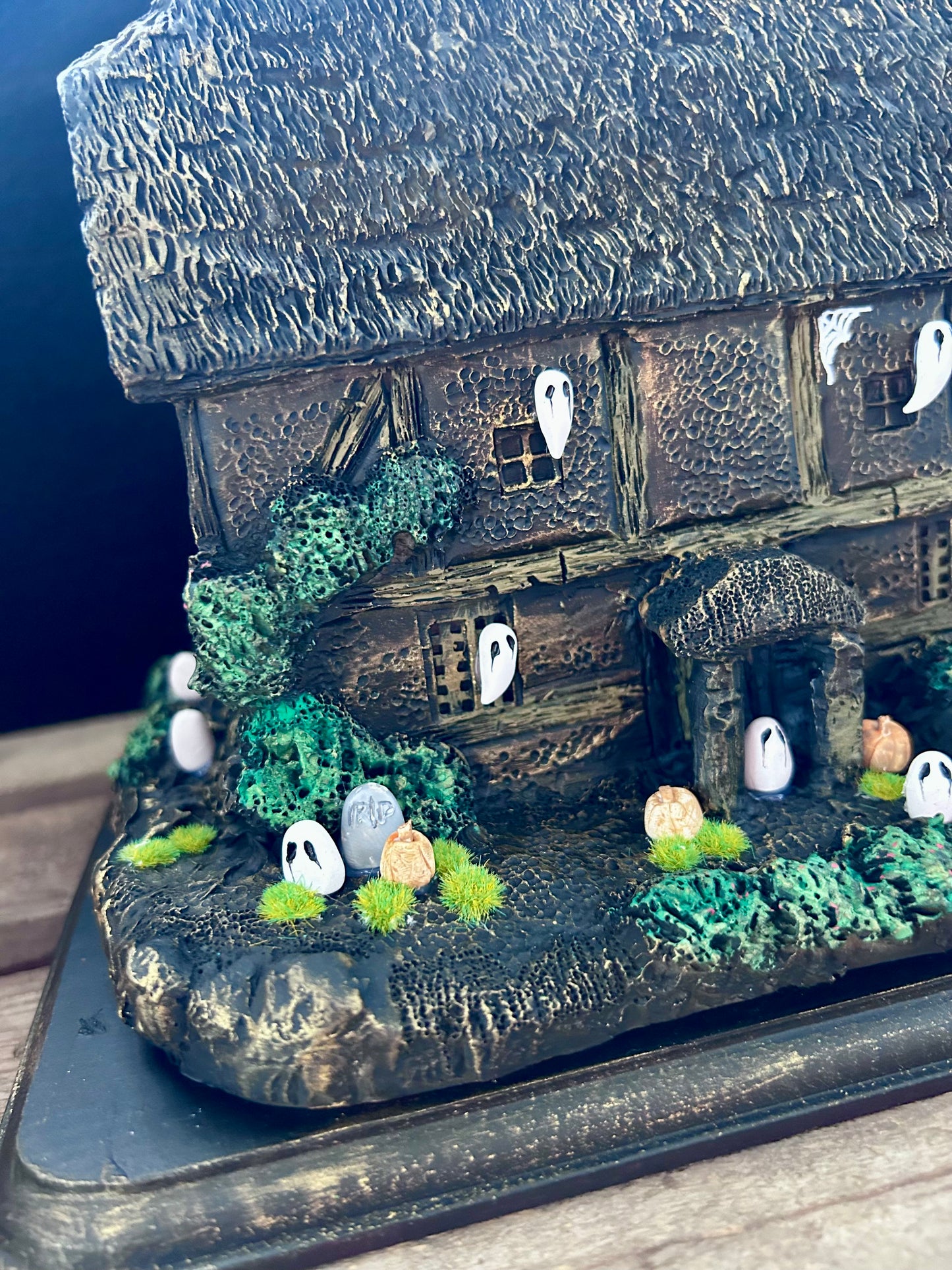 Large Upcycled Haunted House Ornament