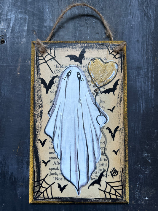 Original Acrylic Painting on Plaque - Valentines Ghost