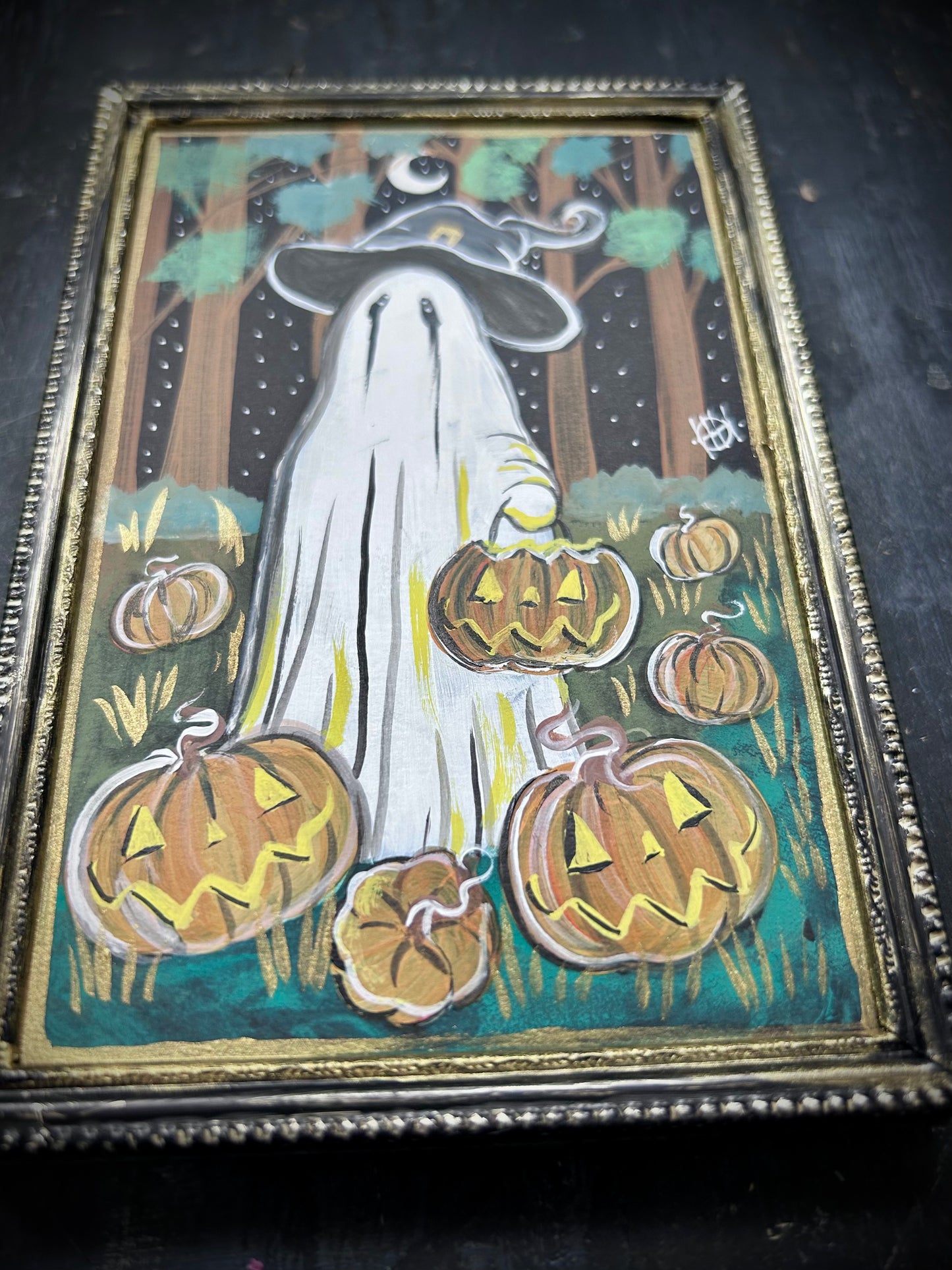Original Framed Acrylic Painting - Pumpkin Patch