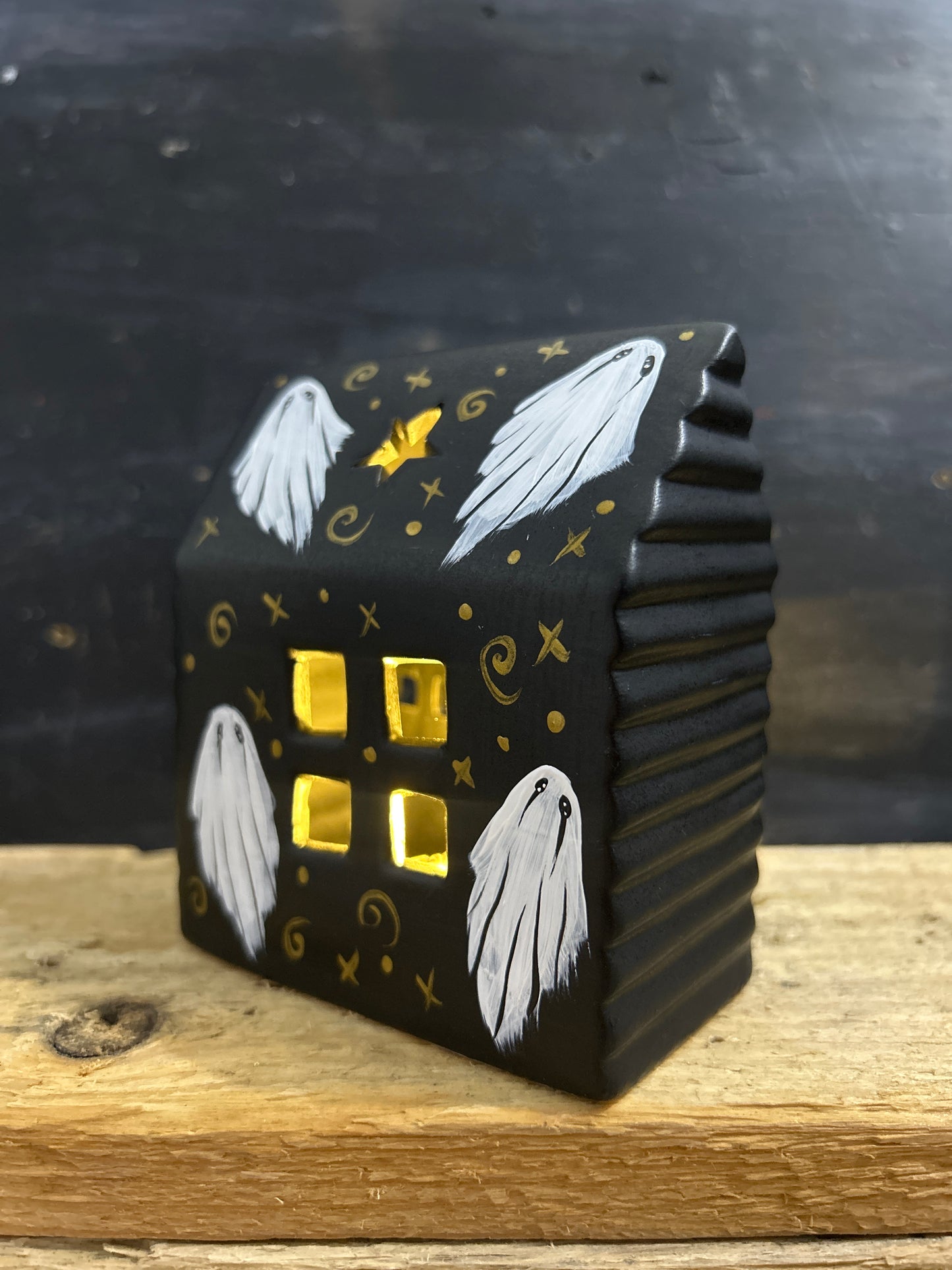 Hand Painted Creepmas Ceramic Led House