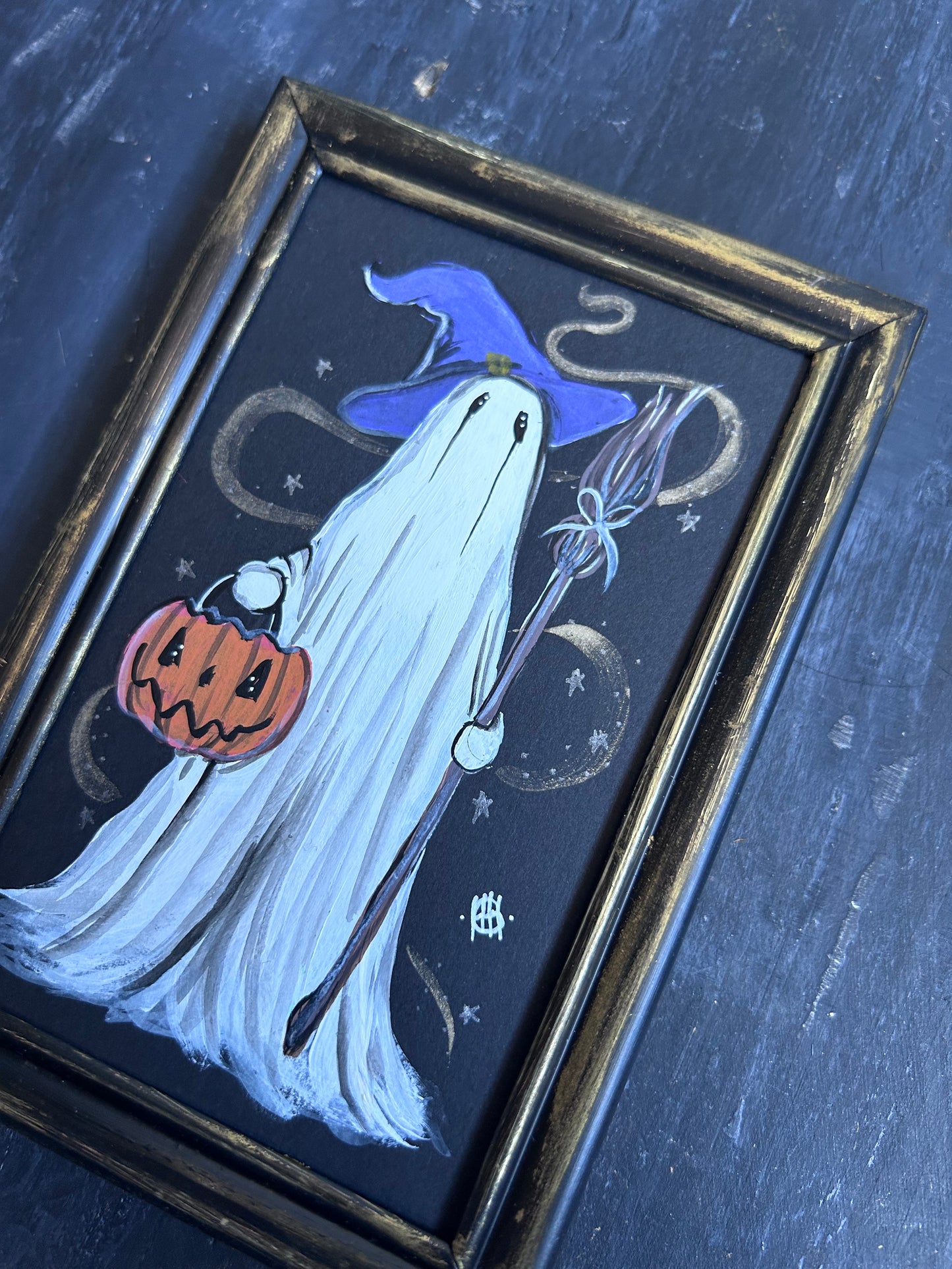 Original Framed Acrylic Painting - Witchy Ghost