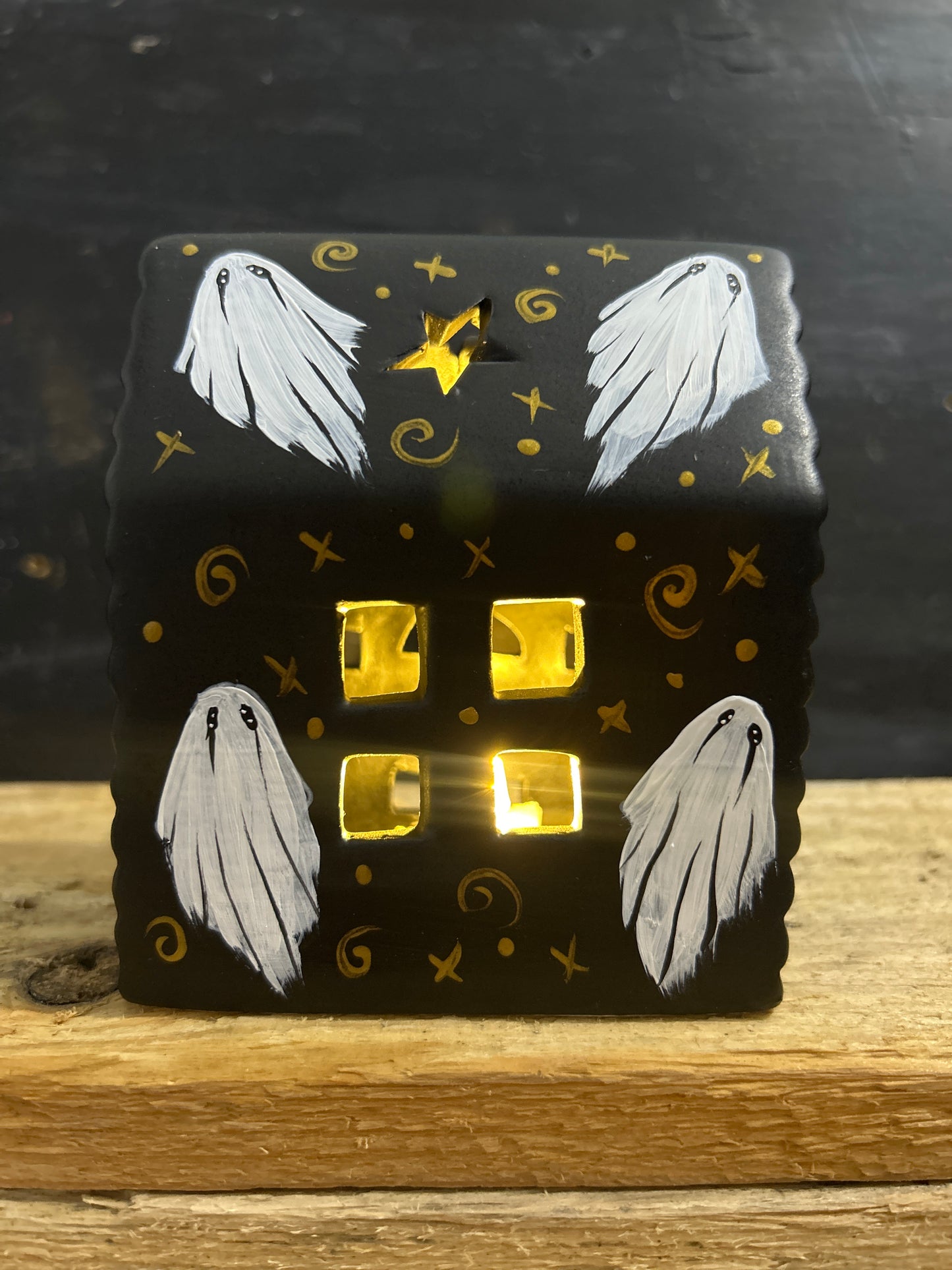 Hand Painted Creepmas Ceramic Led House