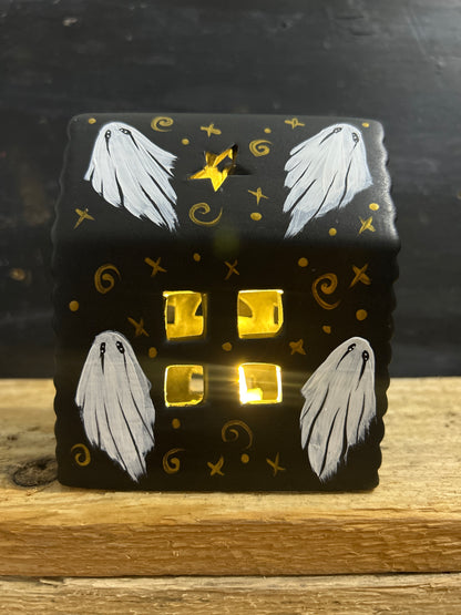 Hand Painted Creepmas Ceramic Led House