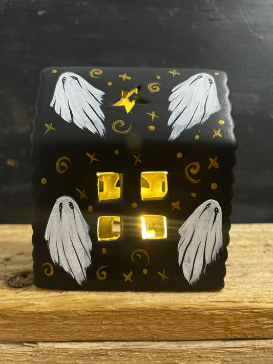 Hand Painted Creepmas Ceramic Led House