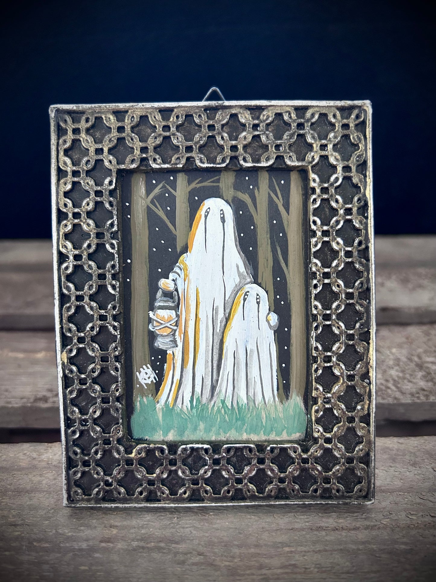 Original Framed Acrylic Painting -  Lantern Ghost