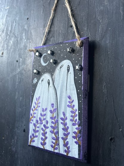 Hand Painted Wooden Plaque - Ghost Couple