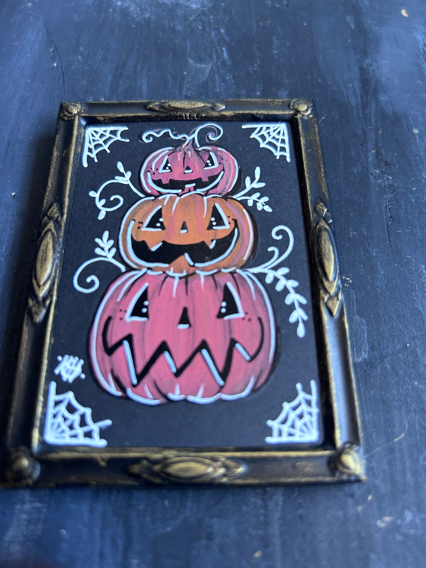 Original Framed Acrylic Painting - Pumpkin Stack