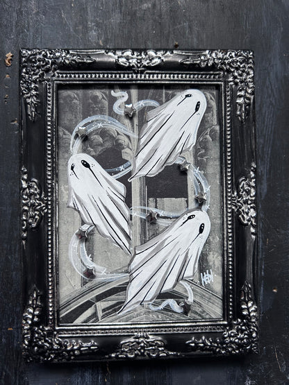 Framed Hand Painted Vintage Postcard