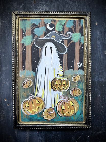 Original Framed Acrylic Painting - Pumpkin Patch