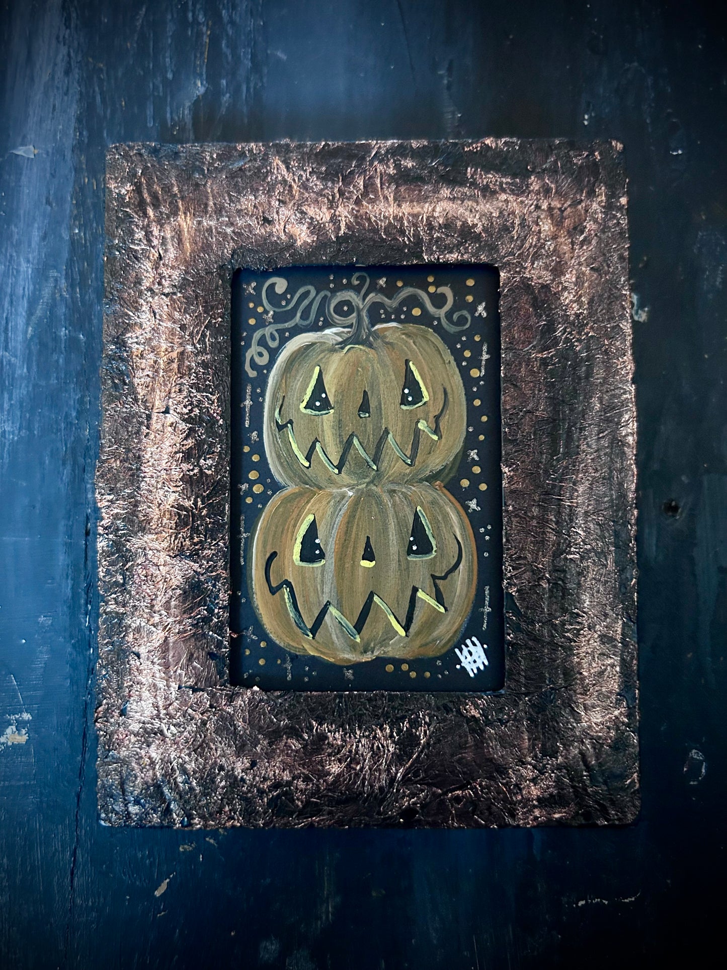 Original Framed Acrylic Painting -  Pumpkins