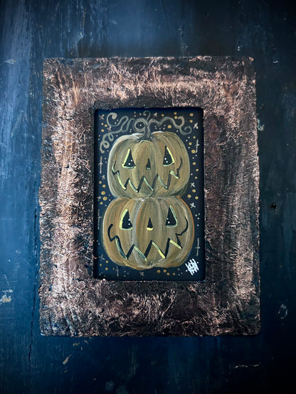 Original Framed Acrylic Painting -  Pumpkins