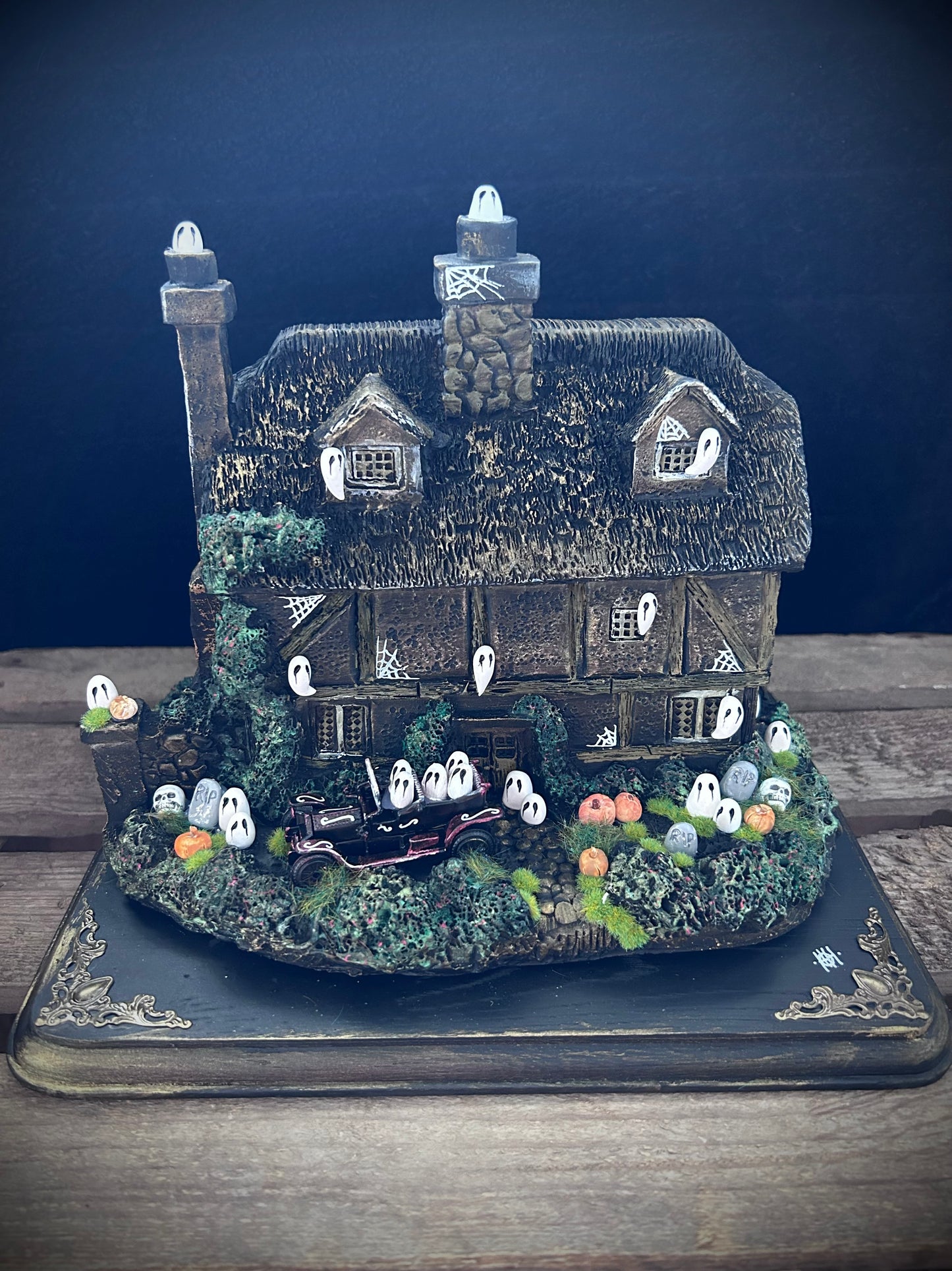 Large Upcycled Haunted House Ornament
