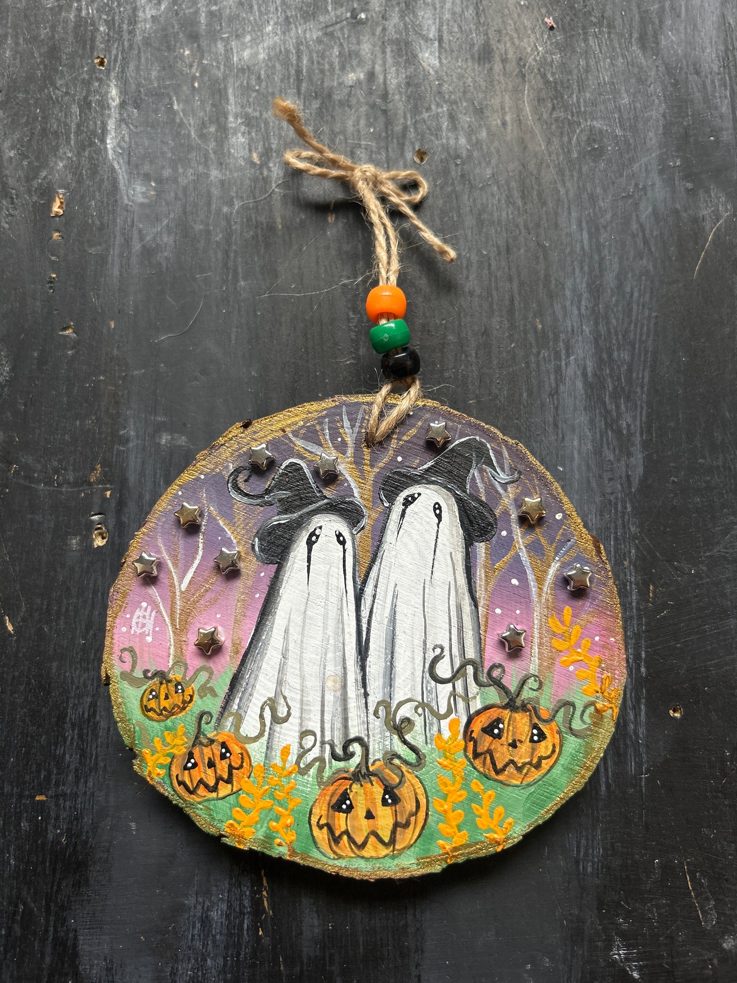 Large Hand Painted Wood Slice