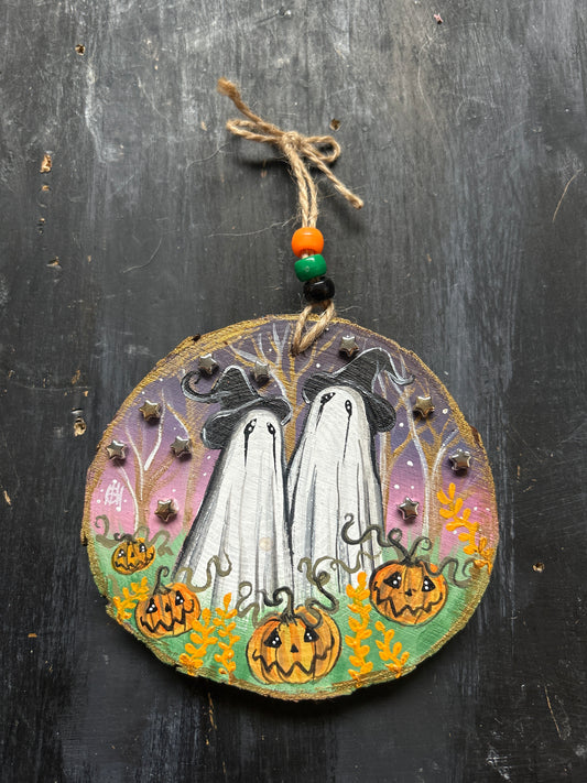 Large Hand Painted Wood Slice