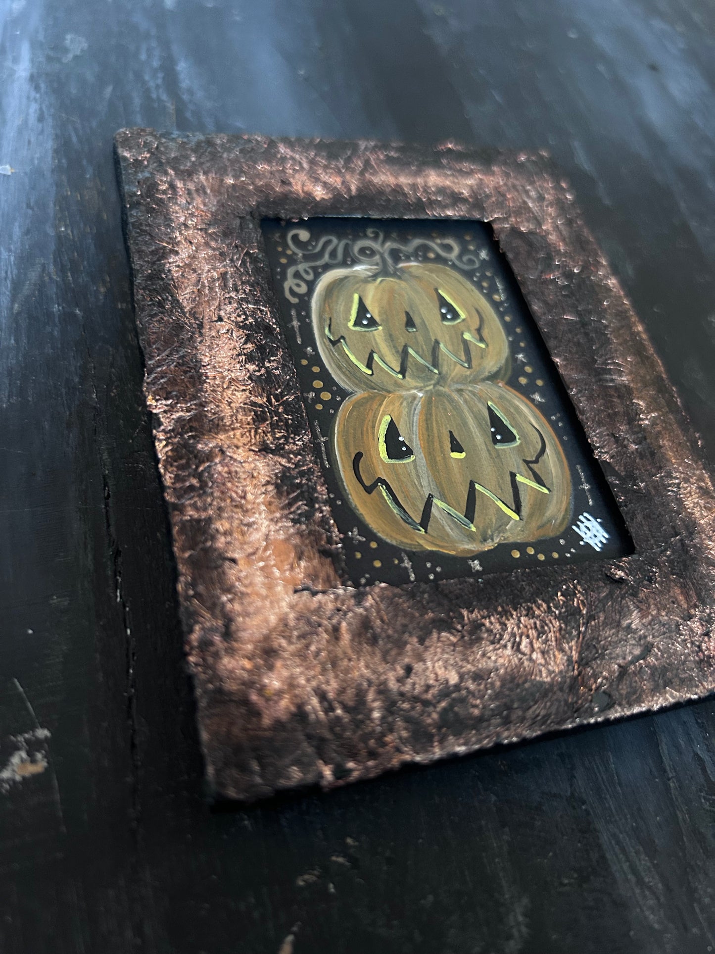 Original Framed Acrylic Painting -  Pumpkins