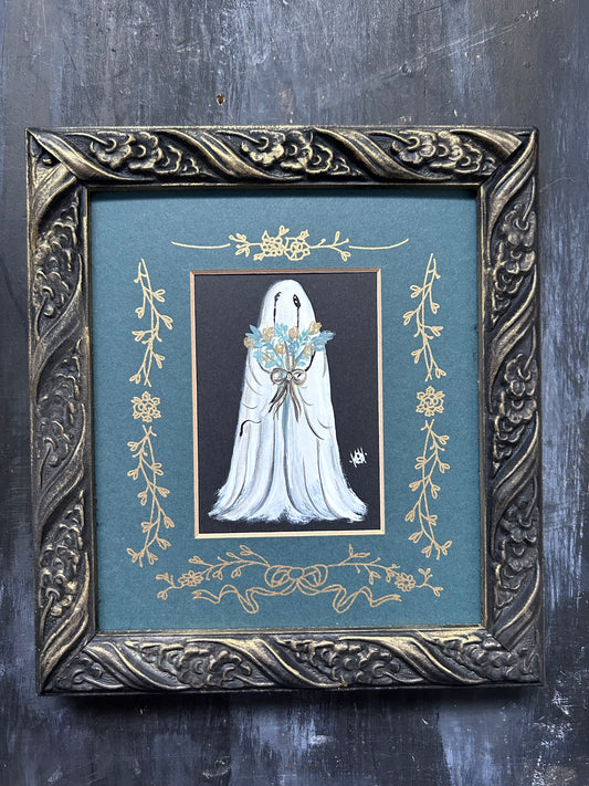 Original Framed Acrylic Painting - Flowers Ghost
