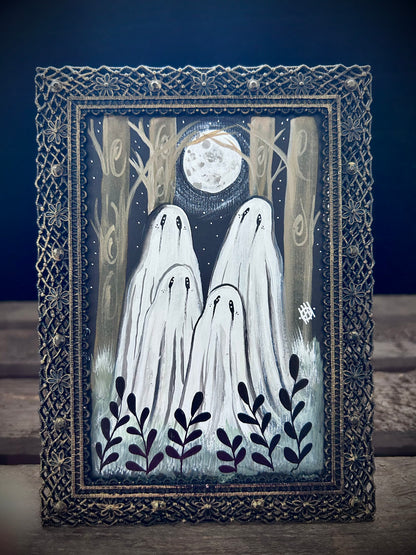 Original Framed Acrylic Painting -  Full Moon Forest