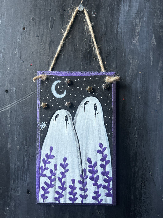Hand Painted Wooden Plaque - Ghost Couple