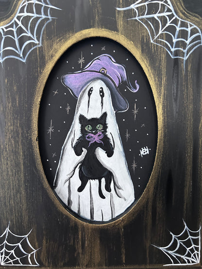 Original Framed Painting - Witches Cat