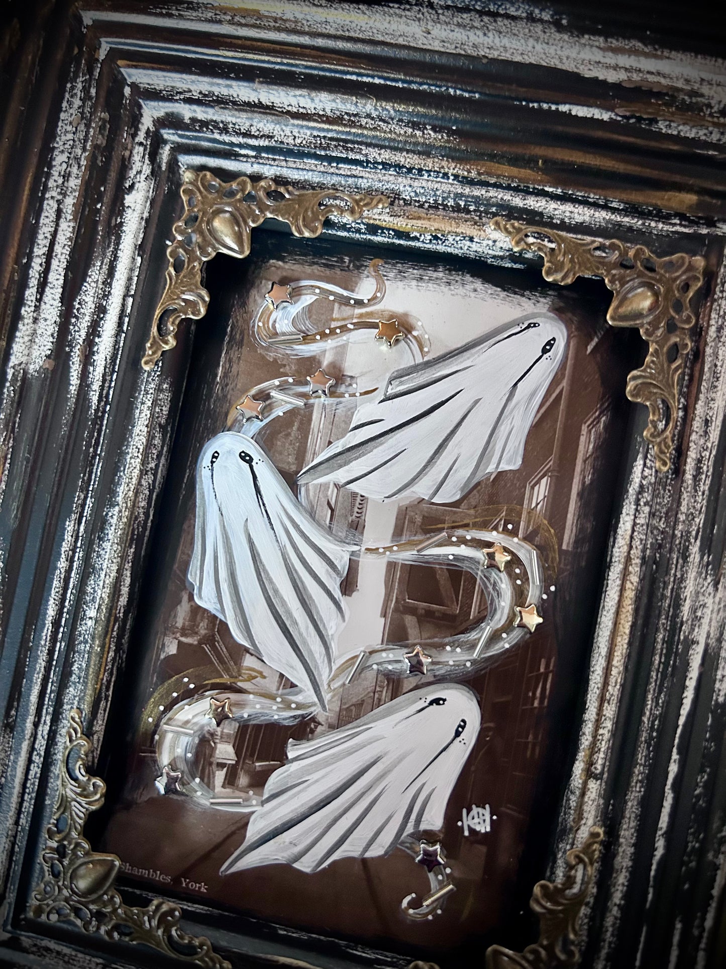 Framed Hand Painted Vintage York Shambles Postcard