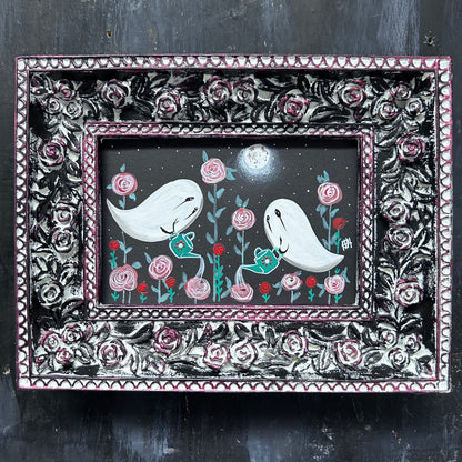 Original Framed Acrylic Painting - Garden Ghosts