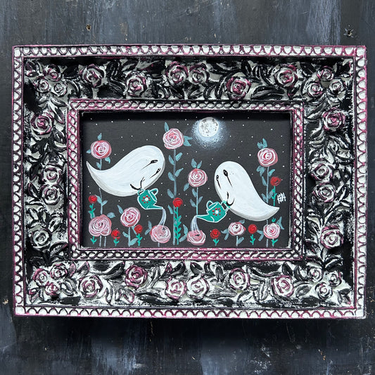 Original Framed Acrylic Painting - Garden Ghosts