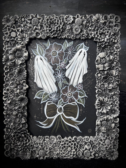 Original Framed Acrylic Painting  -  Ghostly Boo-quet
