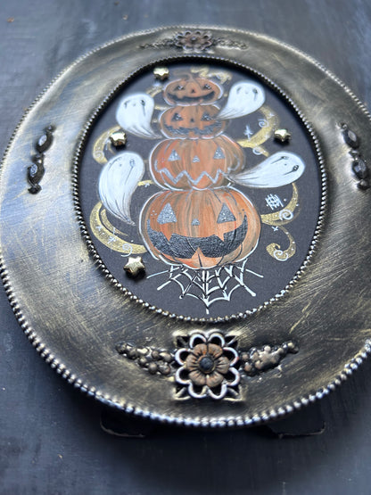 Original Framed Acrylic Painting - Pumpkin Stack