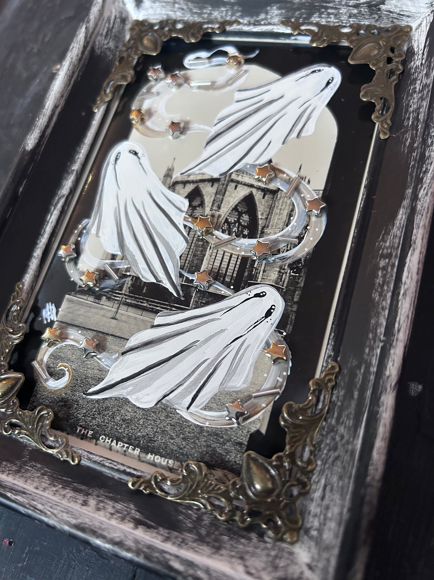 Framed Hand Painted Vintage York Chapter House Postcard