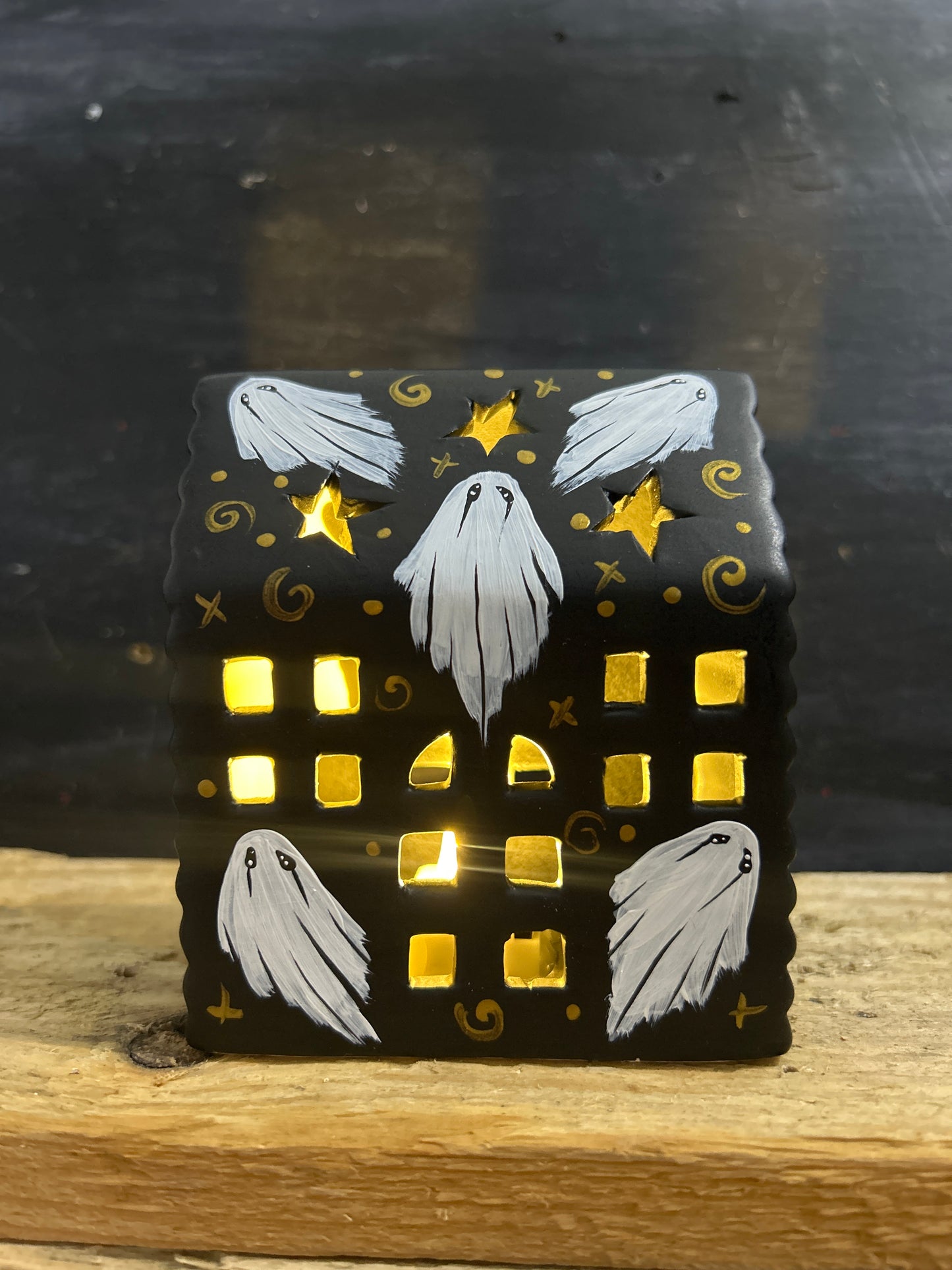 Hand Painted Creepmas Ceramic Led House