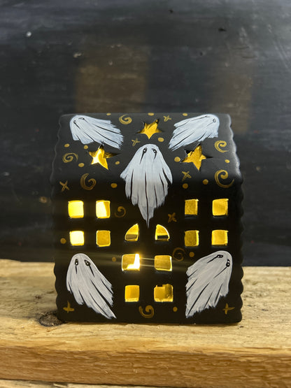 Hand Painted Creepmas Ceramic Led House