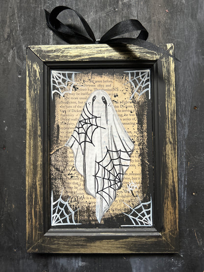 Original Framed Acrylic Painting  - Cobweb Ghost